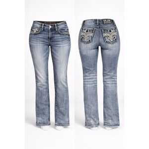 Men's 32 Rock Revival Jeans Clifford Straight 0855 WHISKERING THICKS STITCH